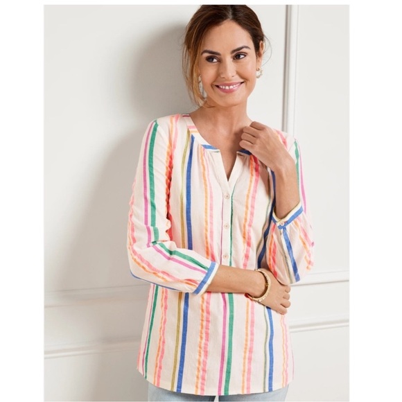 Talbots Tops - Talbots Sensational Stripe Popover Blouse